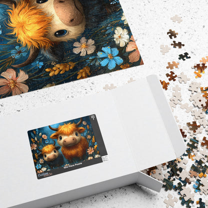 Highland Cow Family Puzzle 110-1014 Piece | Cute Highland Cattle Jigsaw Puzzle The Puzzle Chest