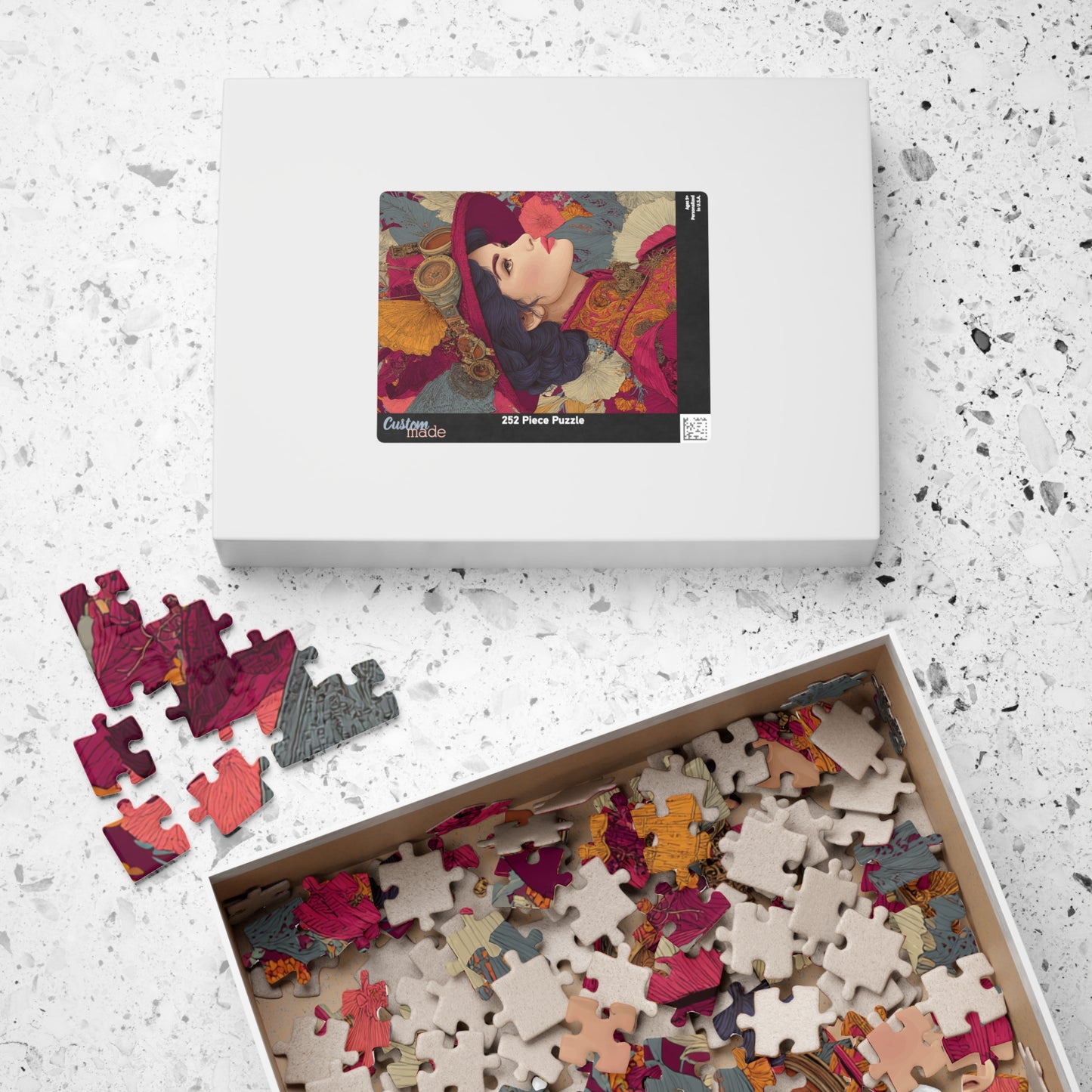 Vibrant Steampunk Lady Jigsaw Puzzle – Artistic Floral Background and Vintage Gear Hat Puzzle The Puzzle Chest