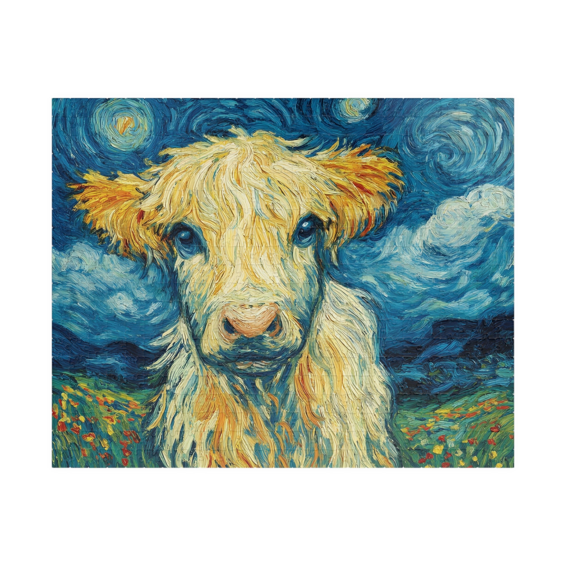 Van Gogh Style Highland Cow Puzzle | 110-1014 Piece Farm Animal Jigsaw Puzzle The Puzzle Chest