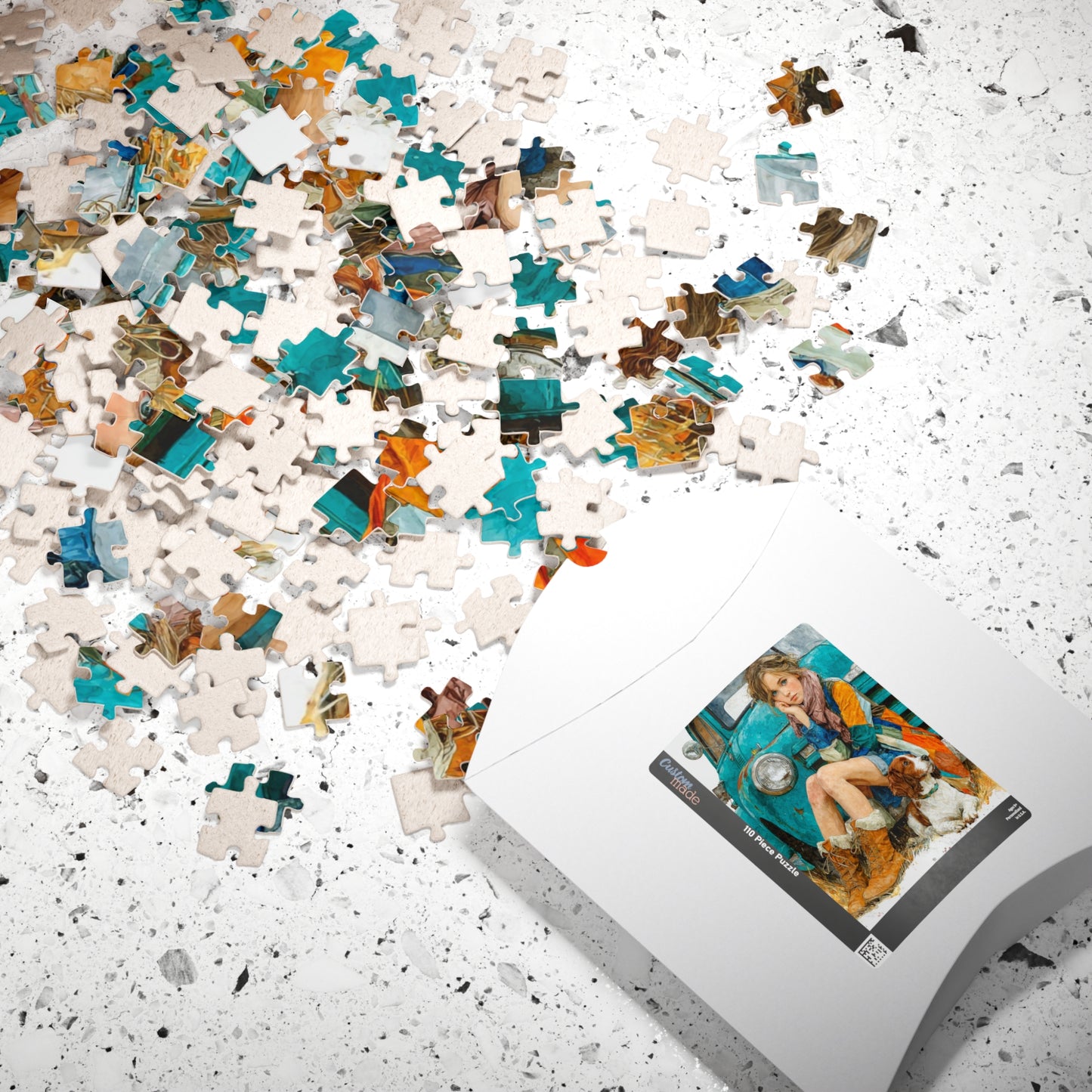 Rustic Country Girl and Dog Jigsaw Puzzle - Vintage Truck and Spaniel Companion Puzzle The Puzzle Chest