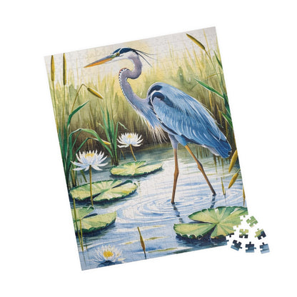 Jigsaw Puzzle, Animal Bird Puzzle, Heron Reflection, Shimmering Evening Light, Relaxing Activity, Mindfulness Game, Family Entertainment Puzzle The Puzzle Chest