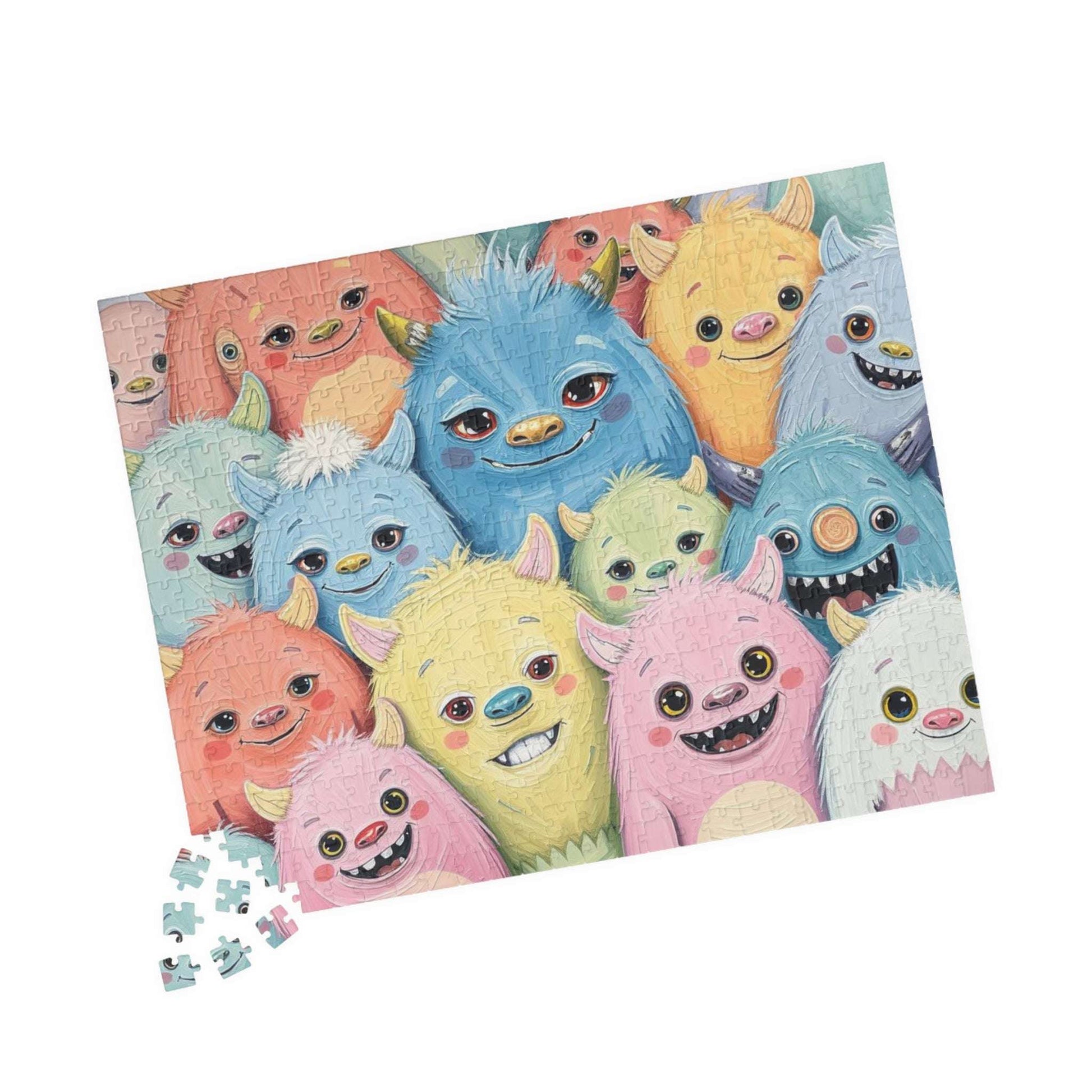 Cute Monster Collage Jigsaw Puzzle, Halloween Puzzle for Adults