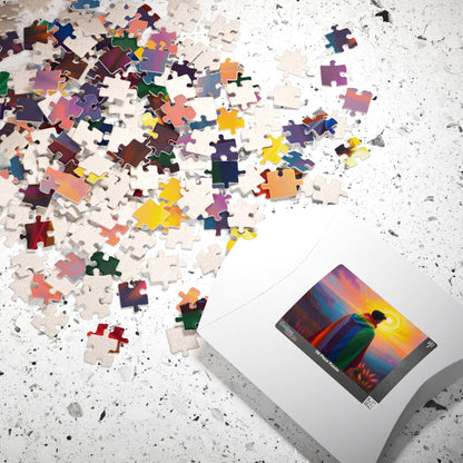 LGBTQ Pride Flag Puzzle - Queer Person in Rainbow Sunset Landscape, Fun Activity, Unique Holiday Birthday Pride Month Gift, Mindful Activity Puzzle The Puzzle Chest