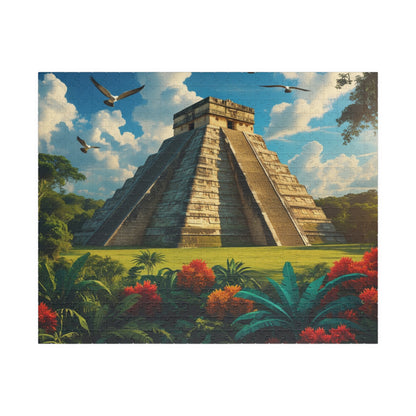 Chichen Itza Pyramid Jigsaw Puzzle with Tropical Jungle Scene, Historic Mayan Famous Landmark, Travel-Inspired Frameable Art Gift 520 pcs (Horizontal) Puzzle The Puzzle Chest