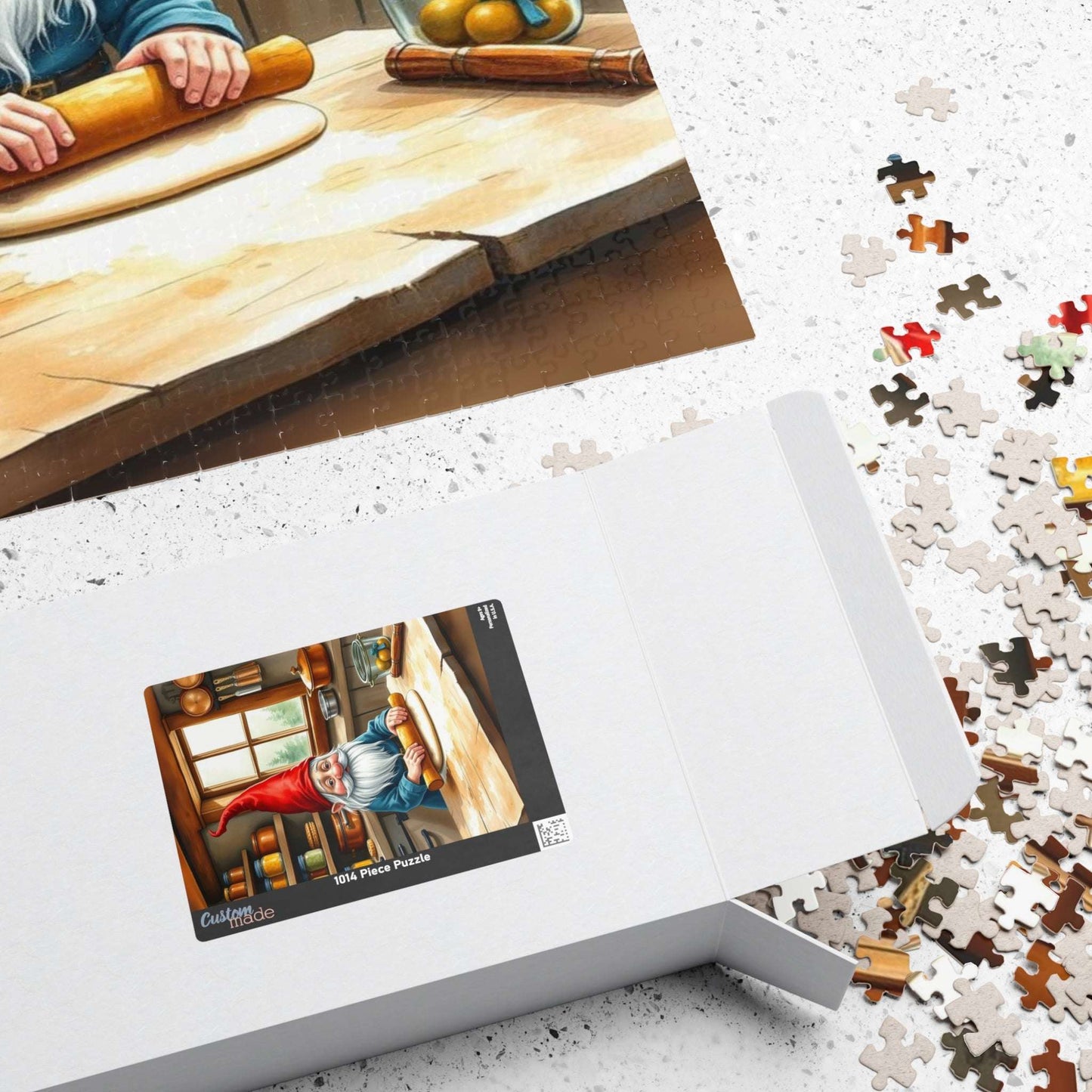 Gnome Rolling Dough in Cottagecore Kitchen – Dwarf Storybook Baking Jigsaw Puzzle Puzzle The Puzzle Chest
