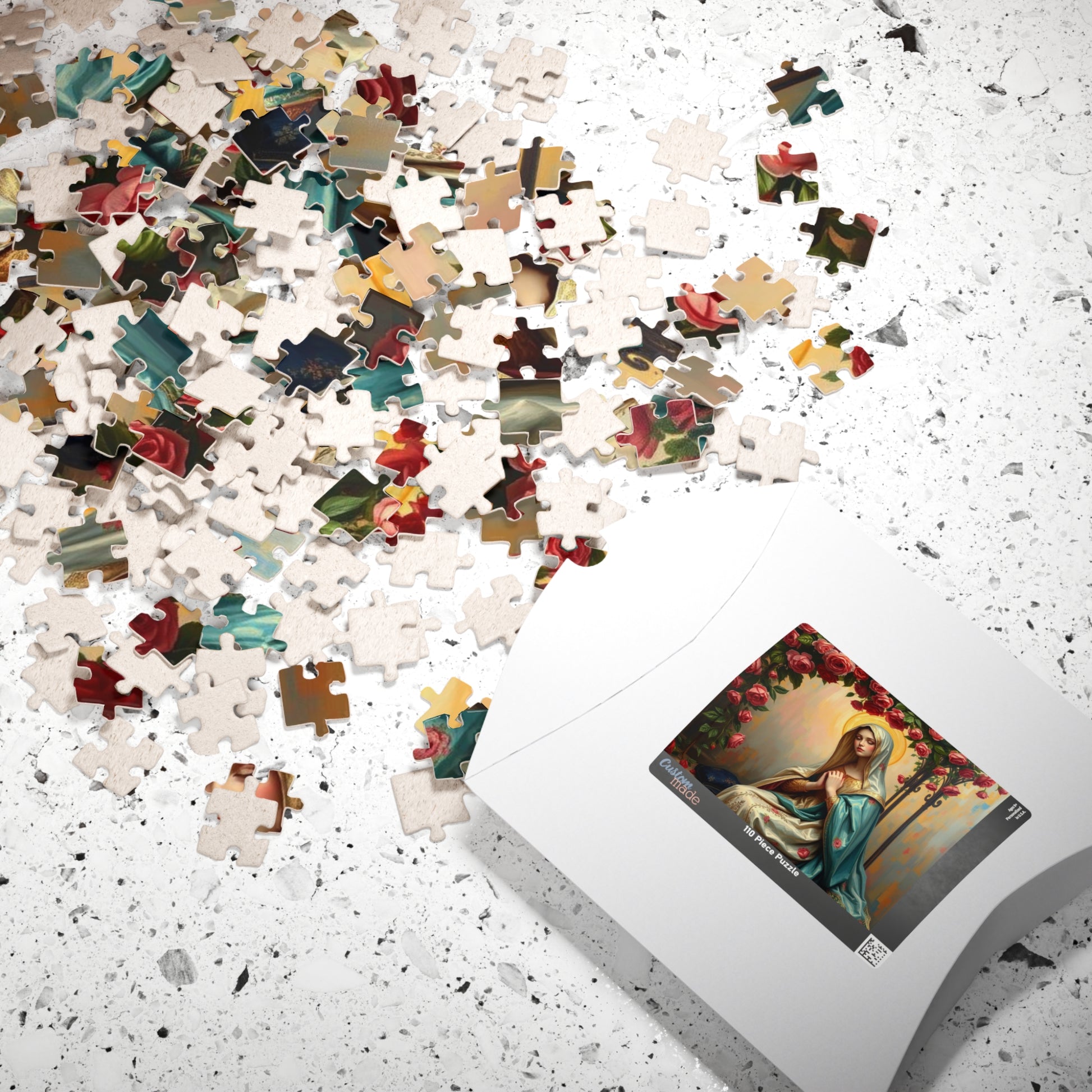 Floral Virgin Mary Jigsaw Puzzle - 110/252/520/1014 pieces, Art Puzzle, Religious Gift, Home Decor, Family Activity, Gift for Holidays Puzzle The Puzzle Chest