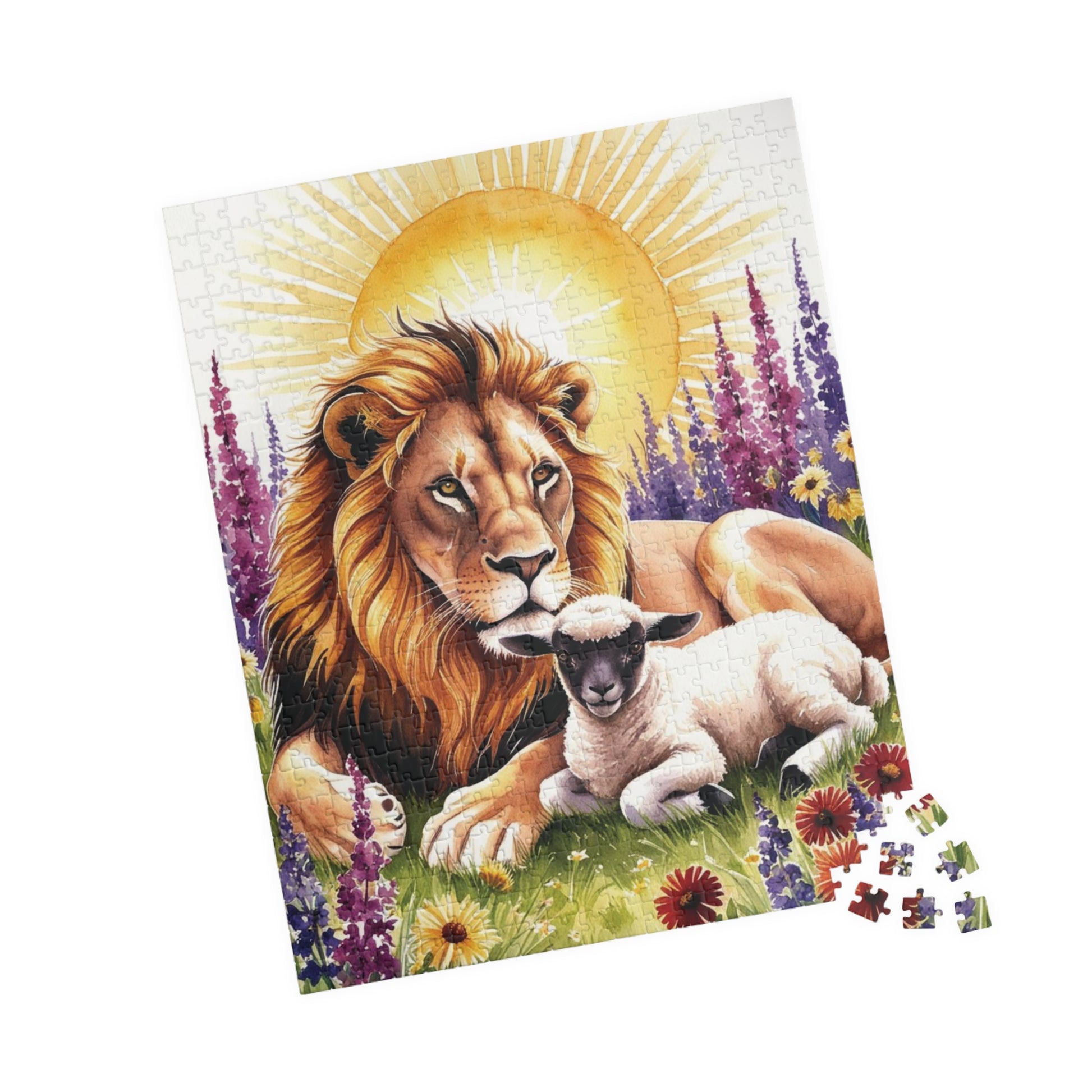 Lion and Lamb Jigsaw Puzzle Religious Themed Puzzle Meditation Activity Stress Relief Game Mindfulness Gift Easter Christmas, Enthusiasts Puzzle The Puzzle Chest