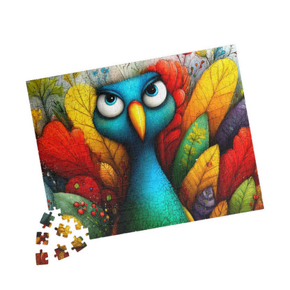 Colorful Blue Bird Illustration Puzzle | 110-1014 Piece Farm Animal Chicken Jigsaw 252 pcs (Horizontal) Puzzle The Puzzle Chest
