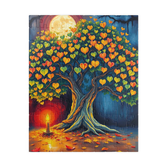 Majestic Bodhi Tree Puzzle for Adults - Heart-Shaped Leaves Design, Puzzle Lover Gift for Friends, Home Entertainment, Mental Exercise 110 pcs (Vertical) Puzzle The Puzzle Chest
