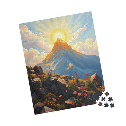 Golden Mount Sinai Puzzle, Mountain Landscape Religious Themed Jigsaw Game Toy, Nature-Inspired Inspirational Gift for Puzzle Lover, Mindful
