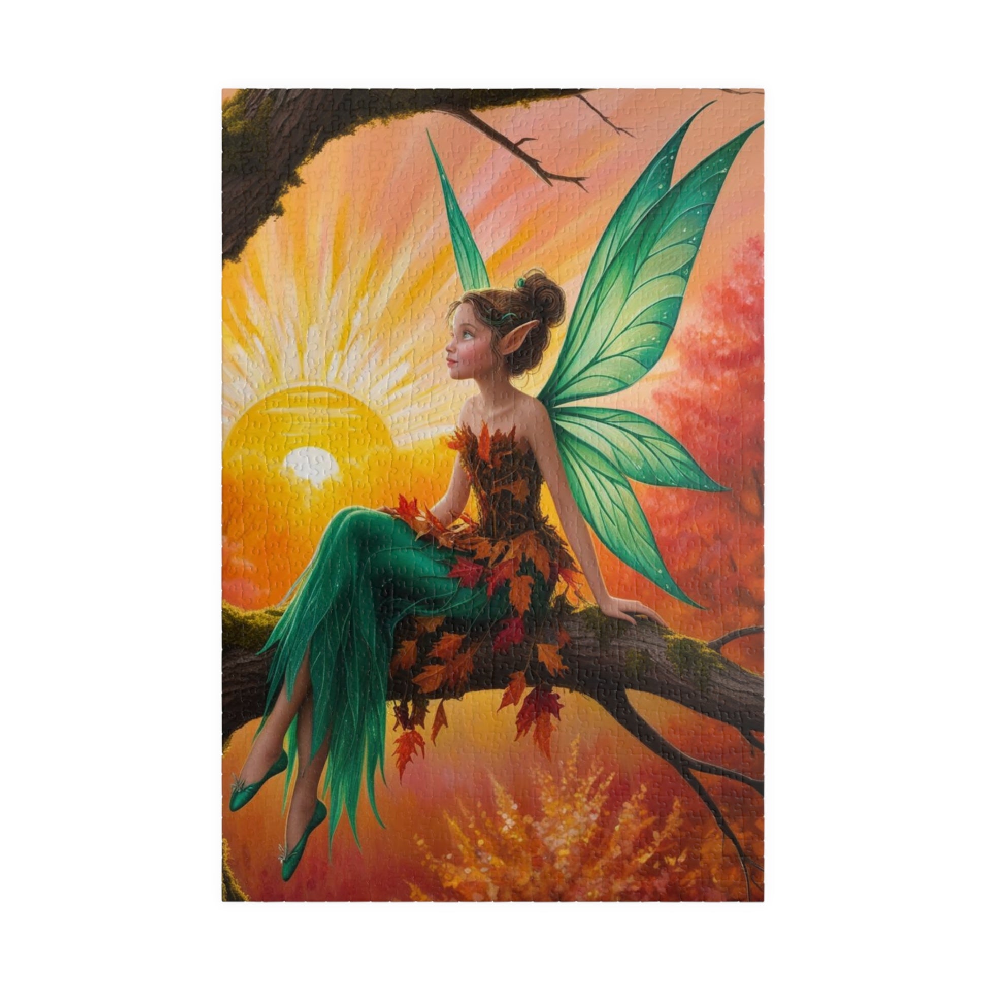 Fairy Jigsaw Puzzle, Mystical Woodland Fairy Sunrise Scene, Ideal for Solo Fun or Family Activity, Fantasy Lover Holiday Birthday Gift for Friends 1014 pcs (Vertical) Puzzle The Puzzle Chest
