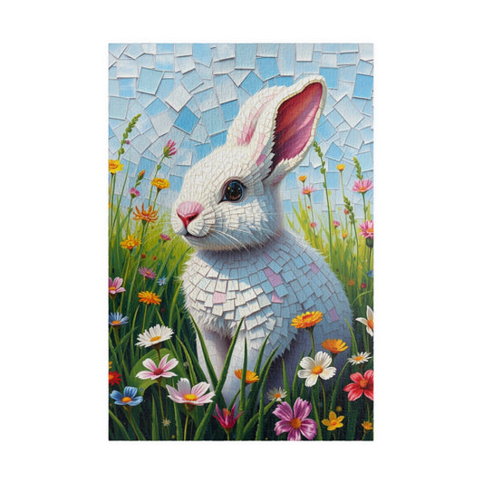 Fluffy Rabbit Mosaic Puzzle, Bunny in Colorful Spring Flower Meadow Jigsaw Game for Adult, Teen or Senior, Best Unique Gift for Puzzle Fan 1014 pcs (Vertical) Puzzle The Puzzle Chest