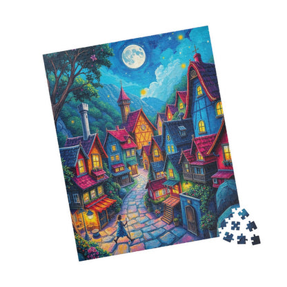Vibrant Village Puzzle (110-1014 Piece), Cozy Moonlit Town Jigsaw Game for Adults, Family Activity, Gift for Puzzle Lovers, Mindfulness The Puzzle Chest