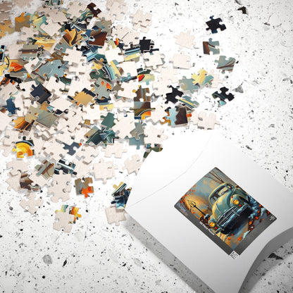 Winter Vintage Car Puzzle - Nostalgic Family Fun, Great Gift for Car Lovers, Indoor Activities, Rainy Day Entertainment