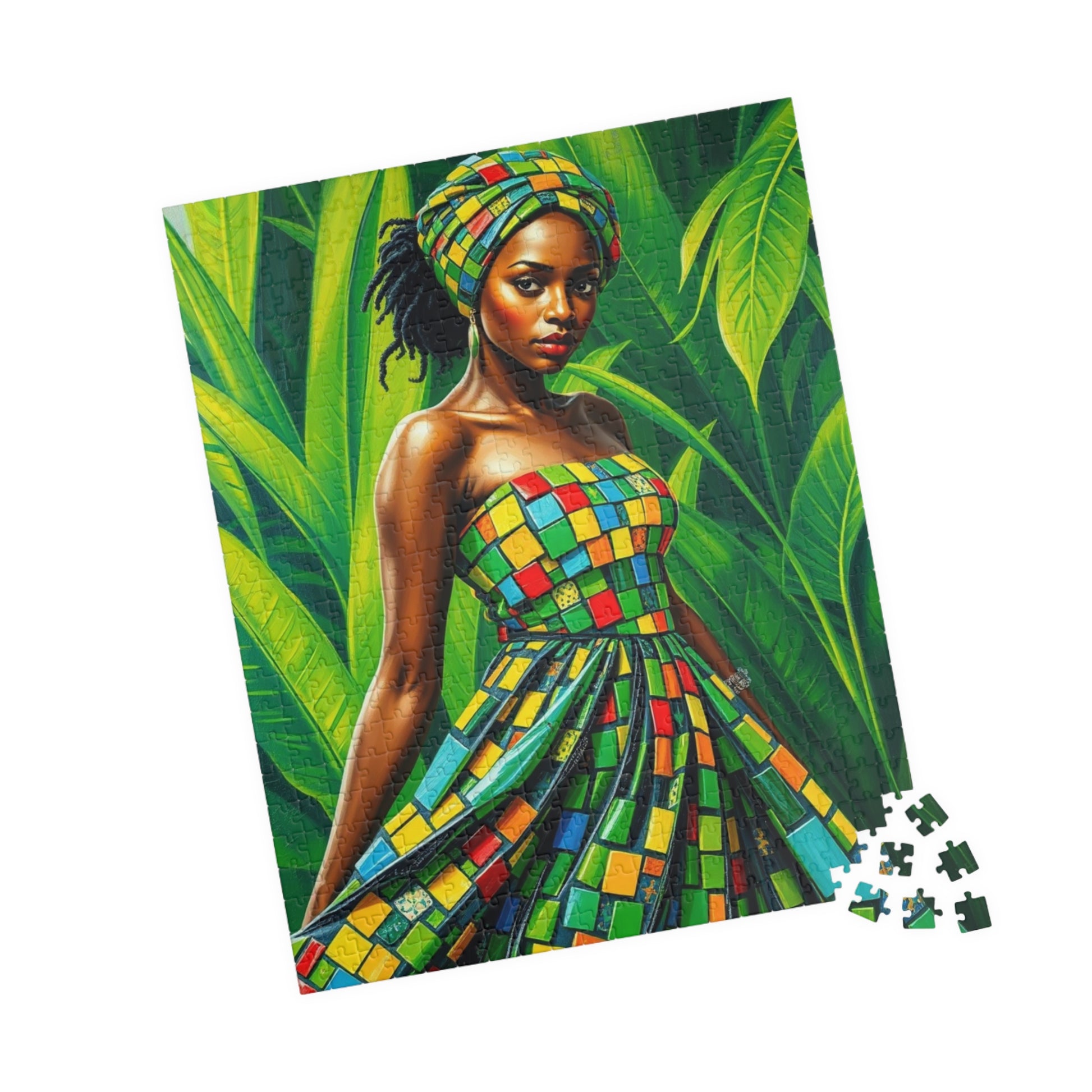 Colorful African Woman Puzzle, Vibrant Afrocentric Art Jigsaw Game, Unique Gift for Adult, Mindfulness Activity, Fun Home Entertainment Puzzle The Puzzle Chest