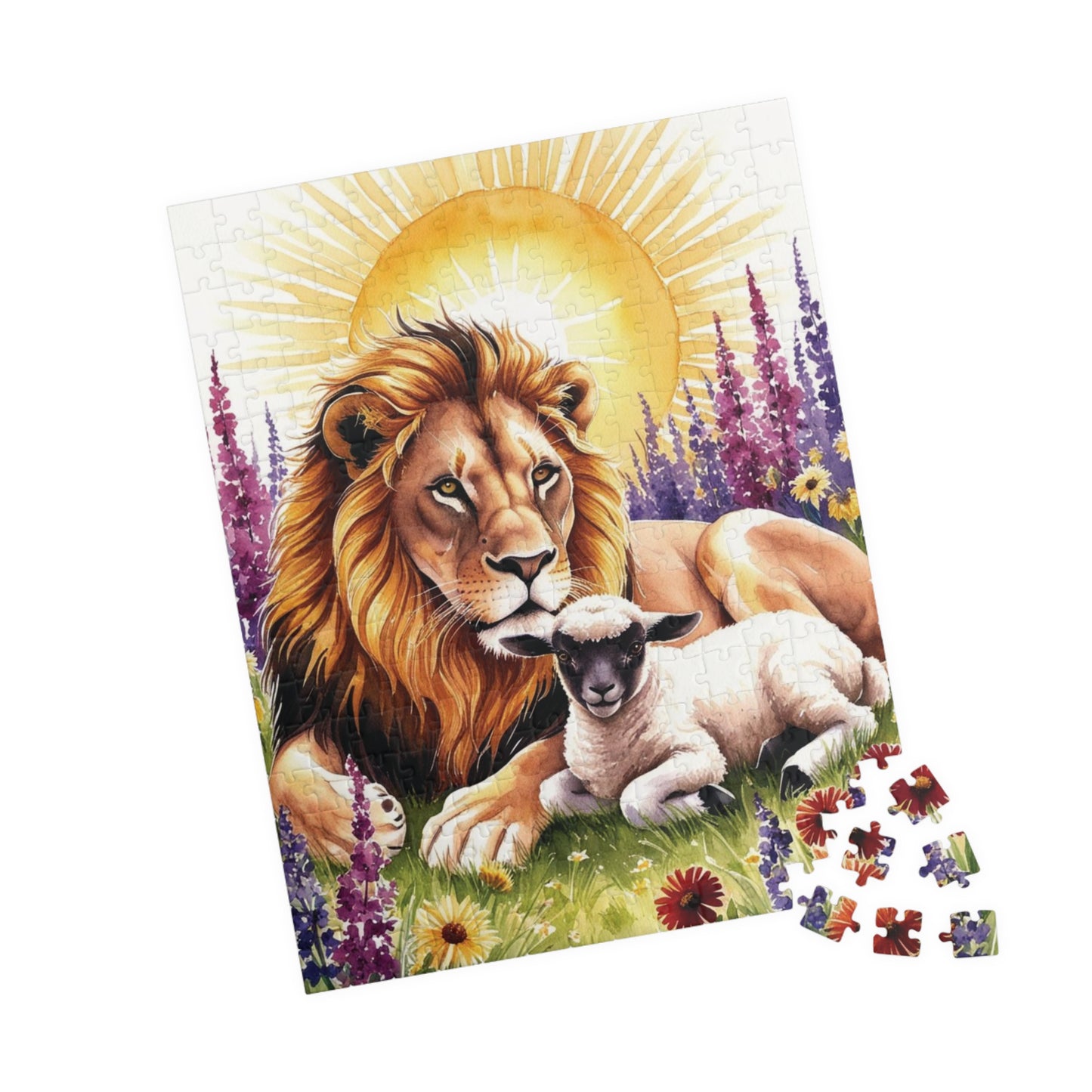 Lion and Lamb Jigsaw Puzzle Religious Themed Puzzle Meditation Activity Stress Relief Game Mindfulness Gift Easter Christmas, Enthusiasts Puzzle The Puzzle Chest