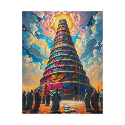 Colorful Tower of Babel Puzzle, Faith Based Jigsaw Game, Mindfulness Activity, Gift for Religious Adult, Challenging Family Fun Brain Teaser