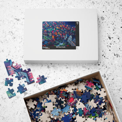 Electric Macro Close-Up Village Puzzle, Vivid Colors 3D Town Challenging, Jigsaw Game (110, 252, 520, 1014-pieces), Gift for Puzzle Fans The Puzzle Chest