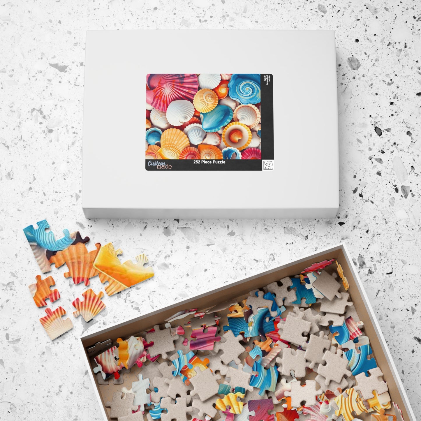 Chaotic Seashell Jigsaw Puzzle - Beach Themed Collage, Ideal for Family Game Nights, Creative Hobby, Holiday Birthday Gift for Ocean Lovers Puzzle The Puzzle Chest
