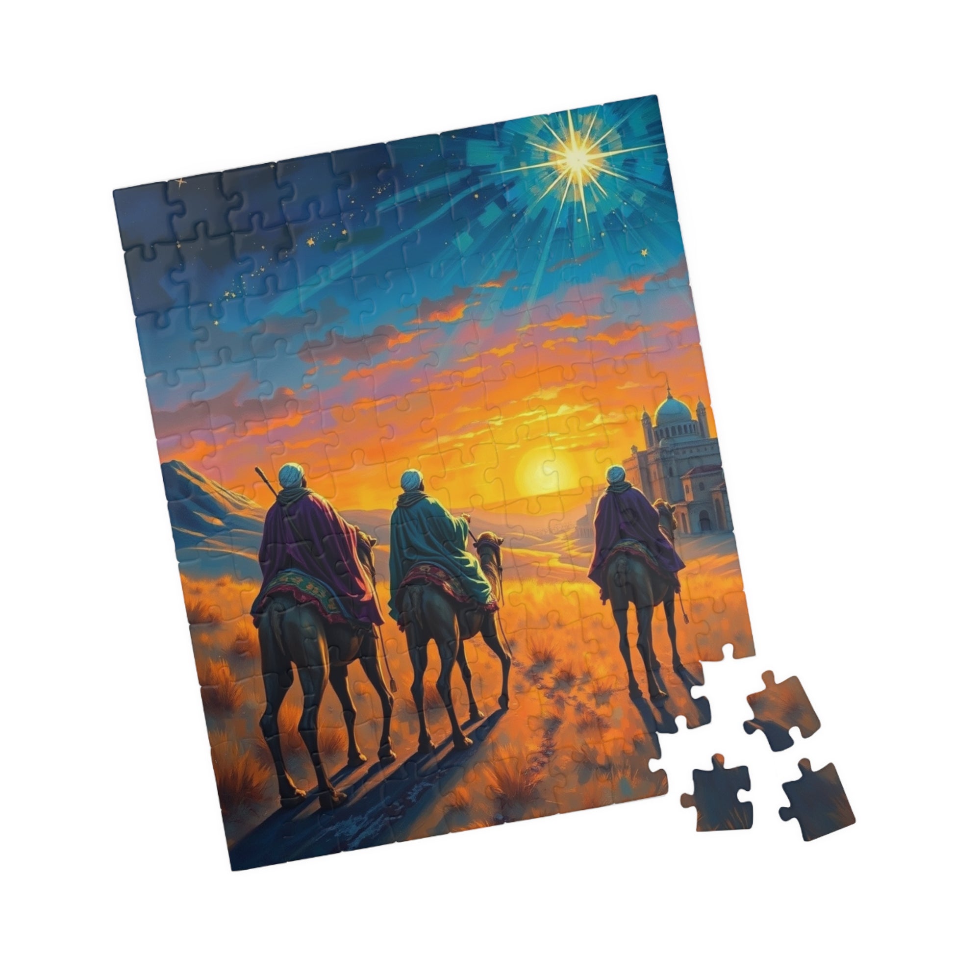 Three Wisemen Jigsaw Puzzle - Journey to Bethlehem, Christmas Holiday Activity Gift Religious Home Entertainment Family Fun Puzzle The Puzzle Chest