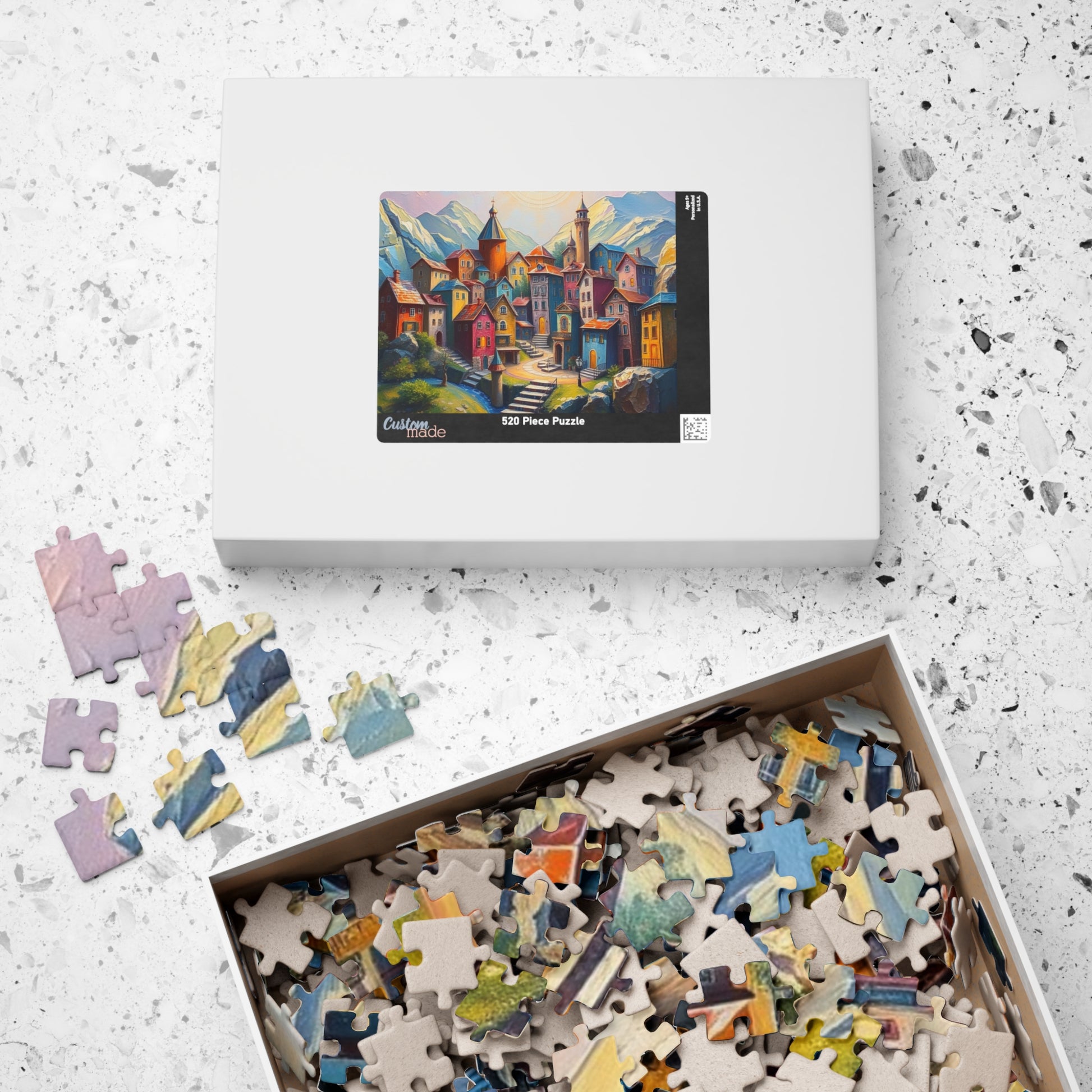 Unique 3D Village Jigsaw Puzzle 110, 252, 520, 1014-piece, Featuring a Colorful Ethereal Town Scene, Mindfulness Gift for Puzzle Enthusiast The Puzzle Chest