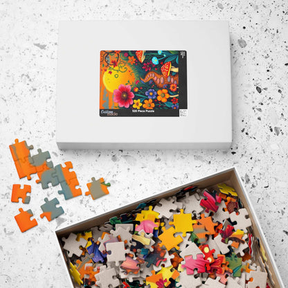 Jigsaw Puzzle, Whimsical Botanical Garden 110, 252, 520, 1014-piece - Flowers, Vines, Mushrooms, Sunset Background, Fantasy Puzzle Puzzle The Puzzle Chest