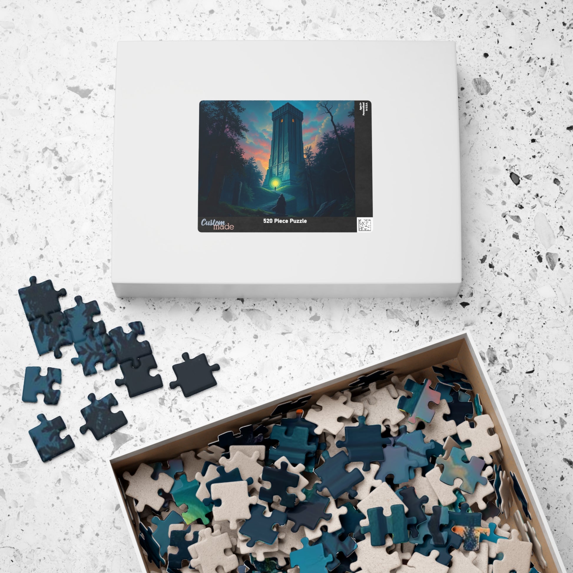 The Seeker Jigsaw Puzzle for Adults - Mystical Tower in Twilight Forest, Gothic Puzzle, Gothic Art Print, Dark Fantasy Gift for Puzzle Lover Puzzle The Puzzle Chest