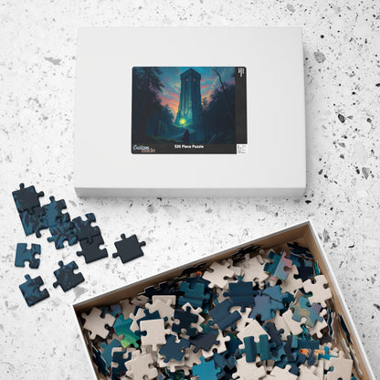 The Seeker Jigsaw Puzzle for Adults - Mystical Tower in Twilight Forest, Gothic Puzzle, Gothic Art Print, Dark Fantasy Gift for Puzzle Lover Puzzle The Puzzle Chest
