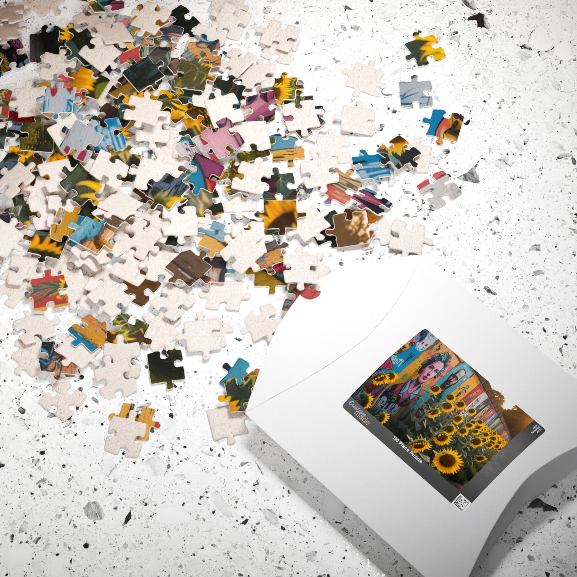 Historical Berlin Wall Jigsaw Puzzle, Vibrant Street Art and Blooming Sunflowers, Hopeful Theme Family Game Night Mindful Activity, Giftable Puzzle The Puzzle Chest