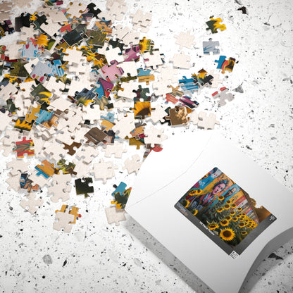 Historical Berlin Wall Jigsaw Puzzle, Vibrant Street Art and Blooming Sunflowers, Hopeful Theme Family Game Night Mindful Activity, Giftable Puzzle The Puzzle Chest