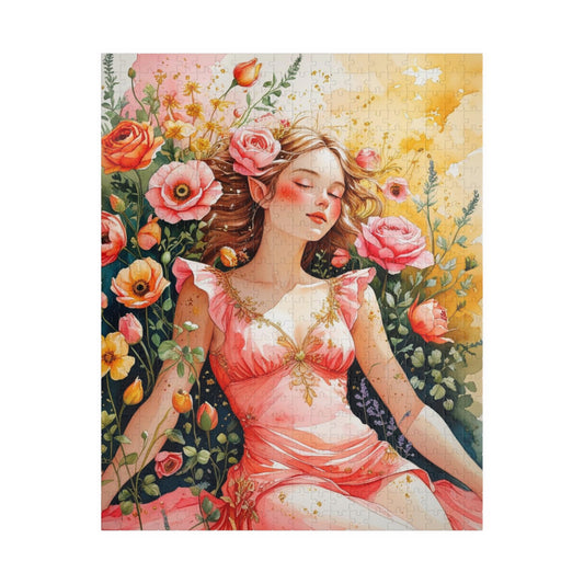 Forget-Me-Nots Fairy Jigsaw Puzzle, Mythical Fantasy Gift for Floral Lover Puzzle Enthusiast, Mindfulness Activity Family Bonding Game Night