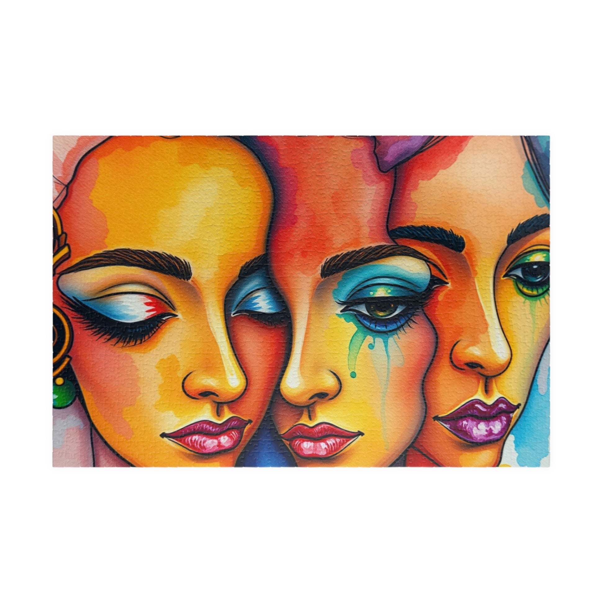 Blended Faces Abstract Jigsaw Puzzle (110-1014 Piece), Surreal Overlapping Watercolor Faces, Quiet Time Activity, Puzzle Lover Unique Gift 1014 pcs (Horizontal) Puzzle The Puzzle Chest