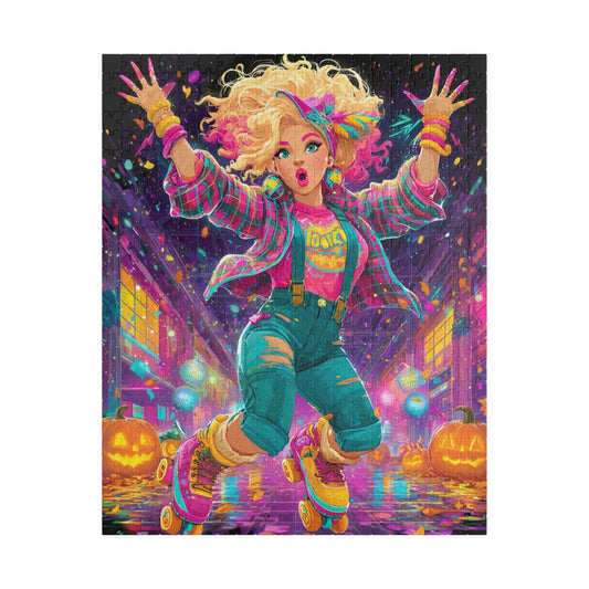 1980s Autumn Cowgirl Jigsaw Puzzle - Neon Skating Rink, Retro Roller Skating Game for Fun Family Nights, Gifts for Adults, Brain Teaser Puzzle The Puzzle Chest