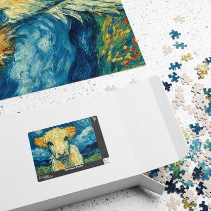 Van Gogh Style Highland Cow Puzzle | 110-1014 Piece Farm Animal Jigsaw Puzzle The Puzzle Chest