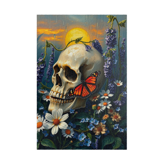 Skull and Butterfly Puzzle, Artistic Dark Art Jigsaw Puzzle for Adults, Unique Gothic Artwork Puzzle Lover Gift, Relaxing Fun Solo Activity 1014 pcs (Vertical) Puzzle The Puzzle Chest