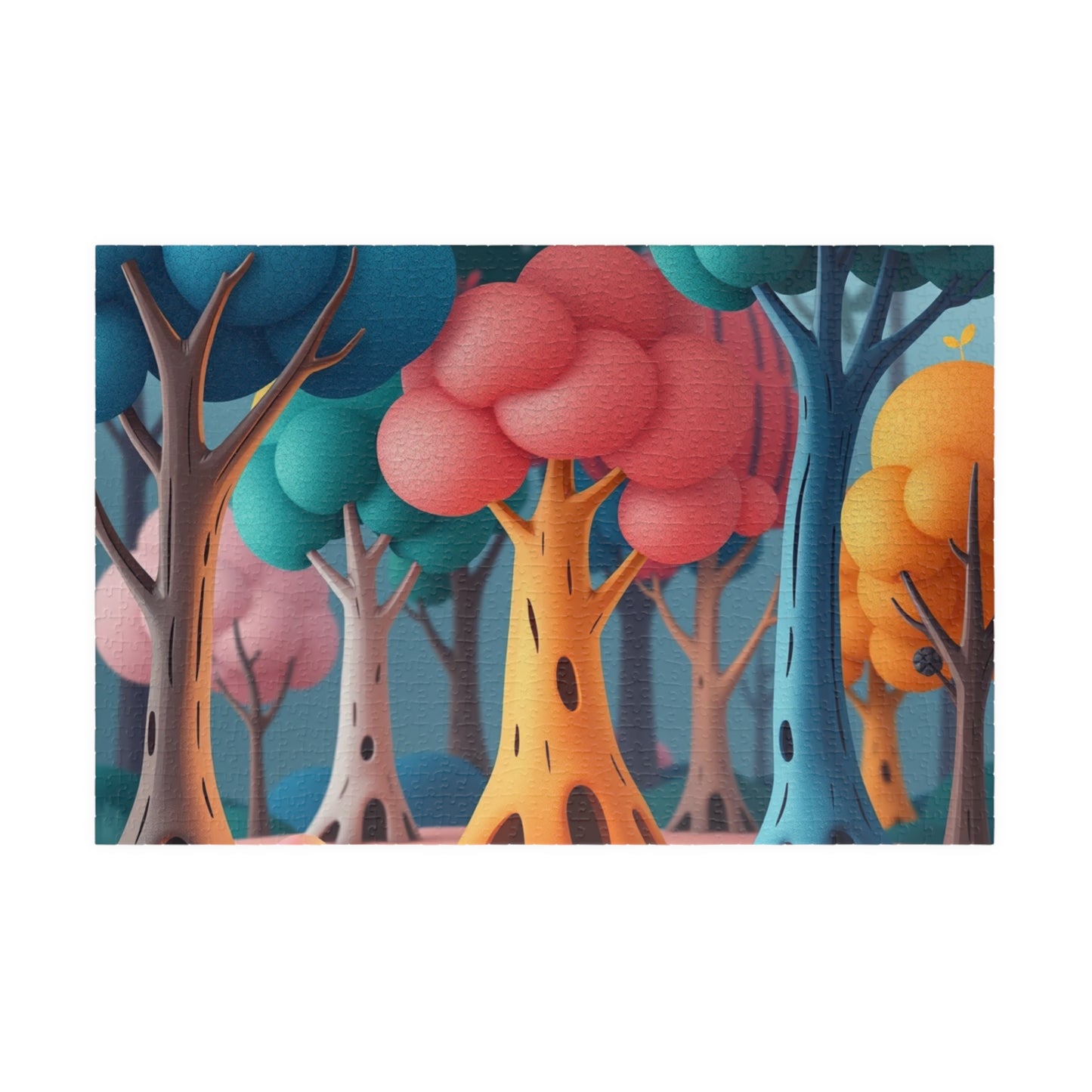 Abstract Landscape Forest Jigsaw Puzzle (110-1014 Piece), Surreal Tree Trunks with Colorful Canopies, Nature Theme Gift for Puzzle Lovers 1014 pcs (Horizontal) Puzzle The Puzzle Chest