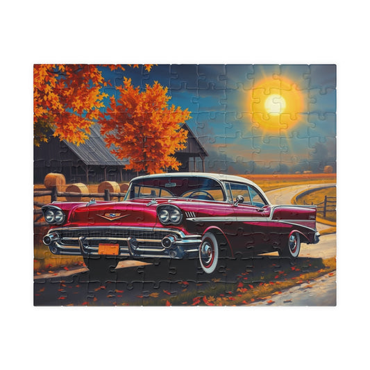 Vintage Car Puzzle, Classic 1957 Chevy Bel Air Jigsaw Game for Family Fun, Gifts for Retro Car Lover, Indoor Activity, Mindful Brain Teaser 110 pcs (Horizontal) Puzzle The Puzzle Chest