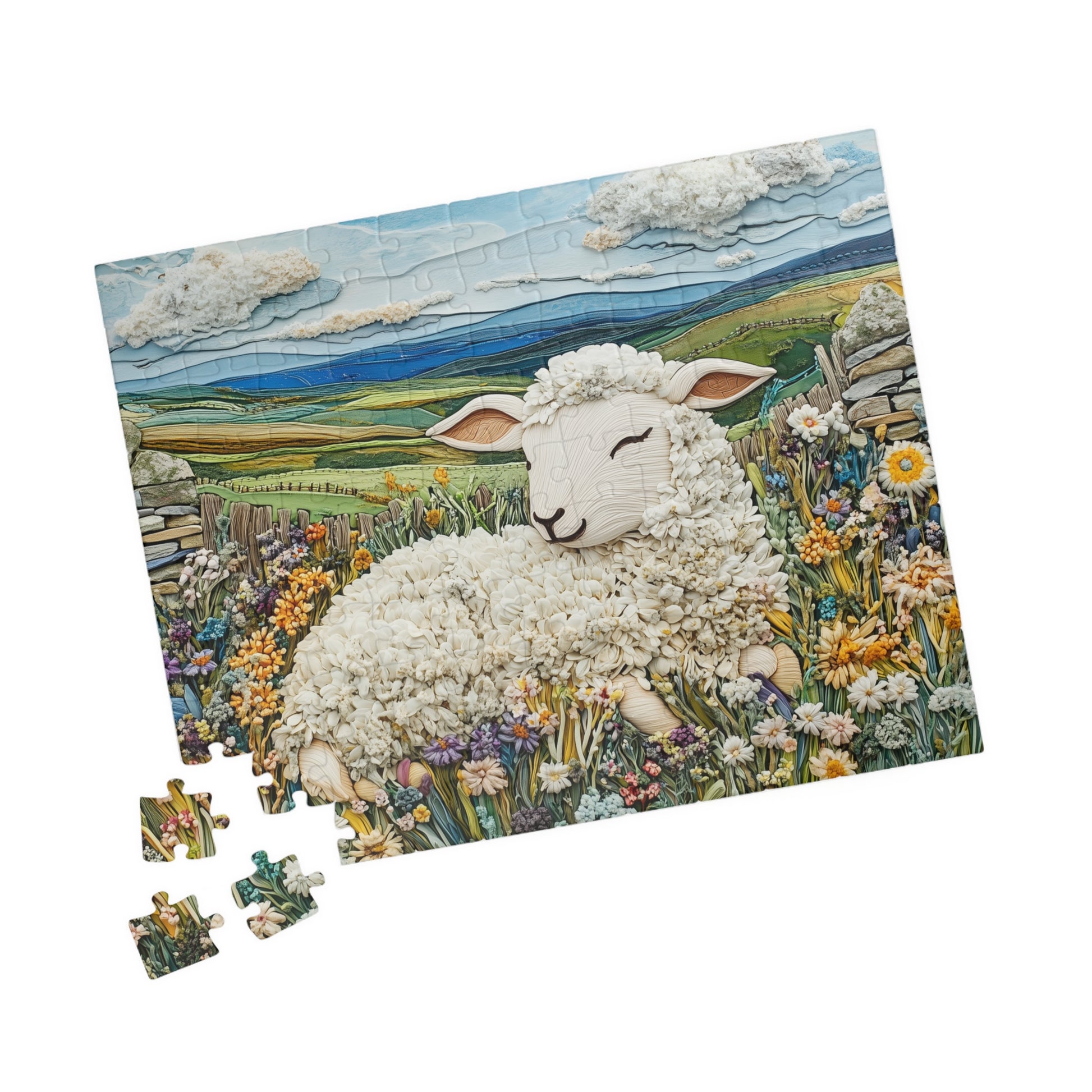 Sleeping Lamb Meadow Puzzle | Sheep Jigsaw Puzzle, 110-1014pc Animal Themed Game 110 pcs (Horizontal) Puzzle The Puzzle Chest