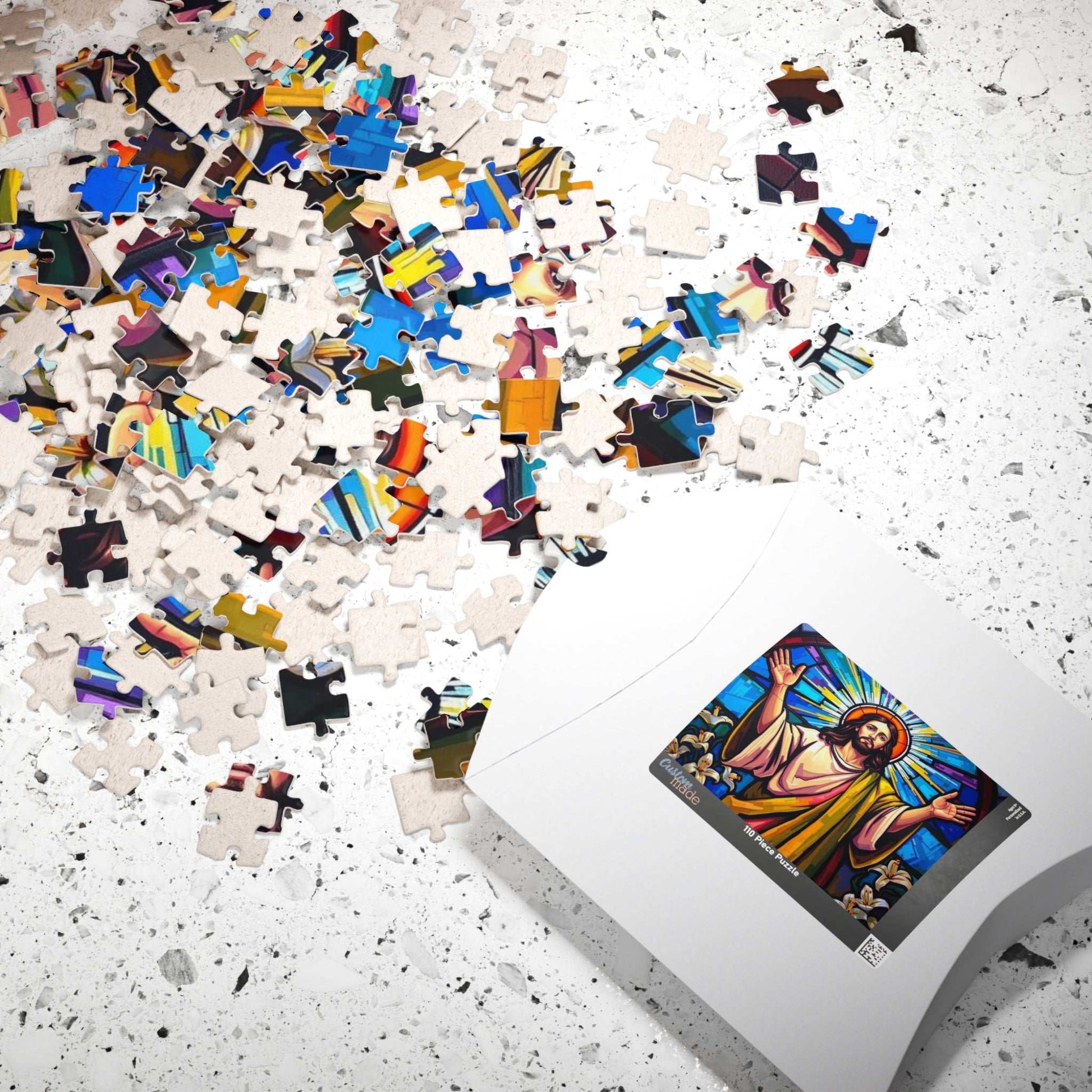 Religious Puzzle Art - Jesus in Stained Glass Style, 110-1014 Piece, Challenging Brain Teaser, Faith-Based Gift for Friends, Family Activity Puzzle The Puzzle Chest
