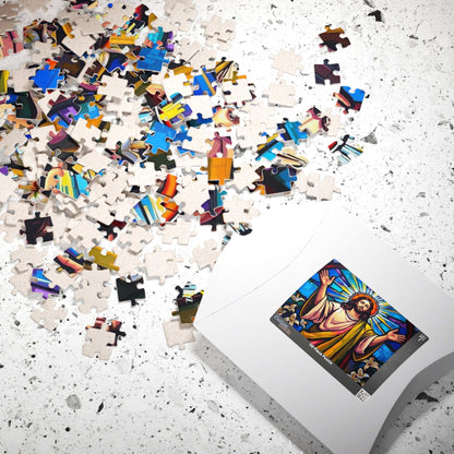 Religious Puzzle Art - Jesus in Stained Glass Style, 110-1014 Piece, Challenging Brain Teaser, Faith-Based Gift for Friends, Family Activity Puzzle The Puzzle Chest