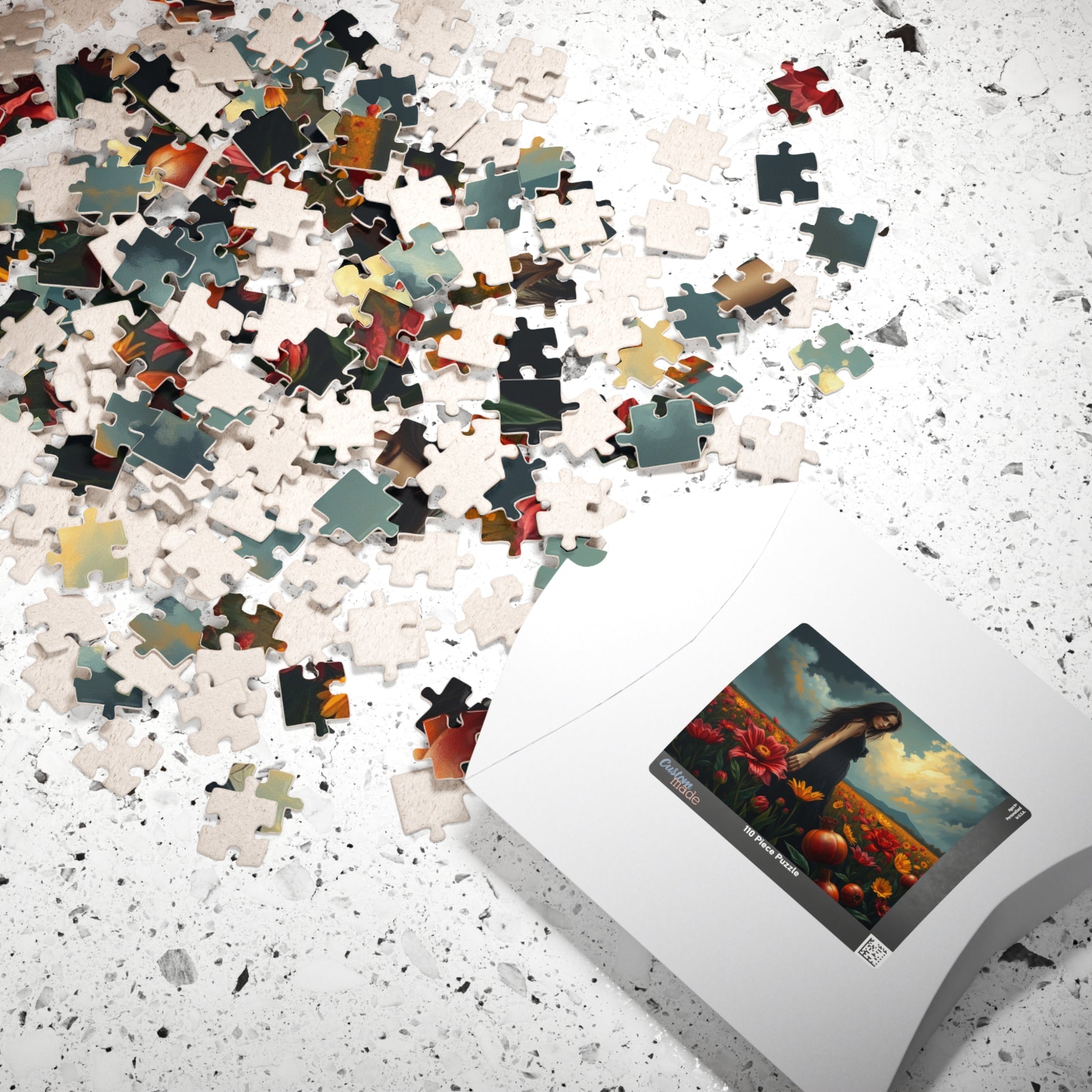 Gothic Floral Jigsaw Puzzle, Lone Figure in Flower Field Dark Fantasy Art Puzzle for Adult, Indoor Leisure Activity, Gift for Family Friends Puzzle The Puzzle Chest