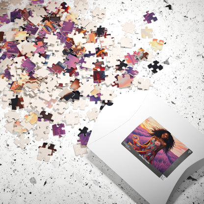 Floral Black Woman Art Puzzle - Lavender Field Jigsaw Game, Gift for Flower Lover, Home Entertainment, Family Fun, Art Enthusiast Puzzle The Puzzle Chest