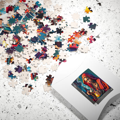 Cultural Puzzle Ethiopian Woman Performing Coffee Ceremony, Traditional Mystical Art, Family Friendly Jigsaw Game, Puzzle Enthusiast Gift Puzzle The Puzzle Chest