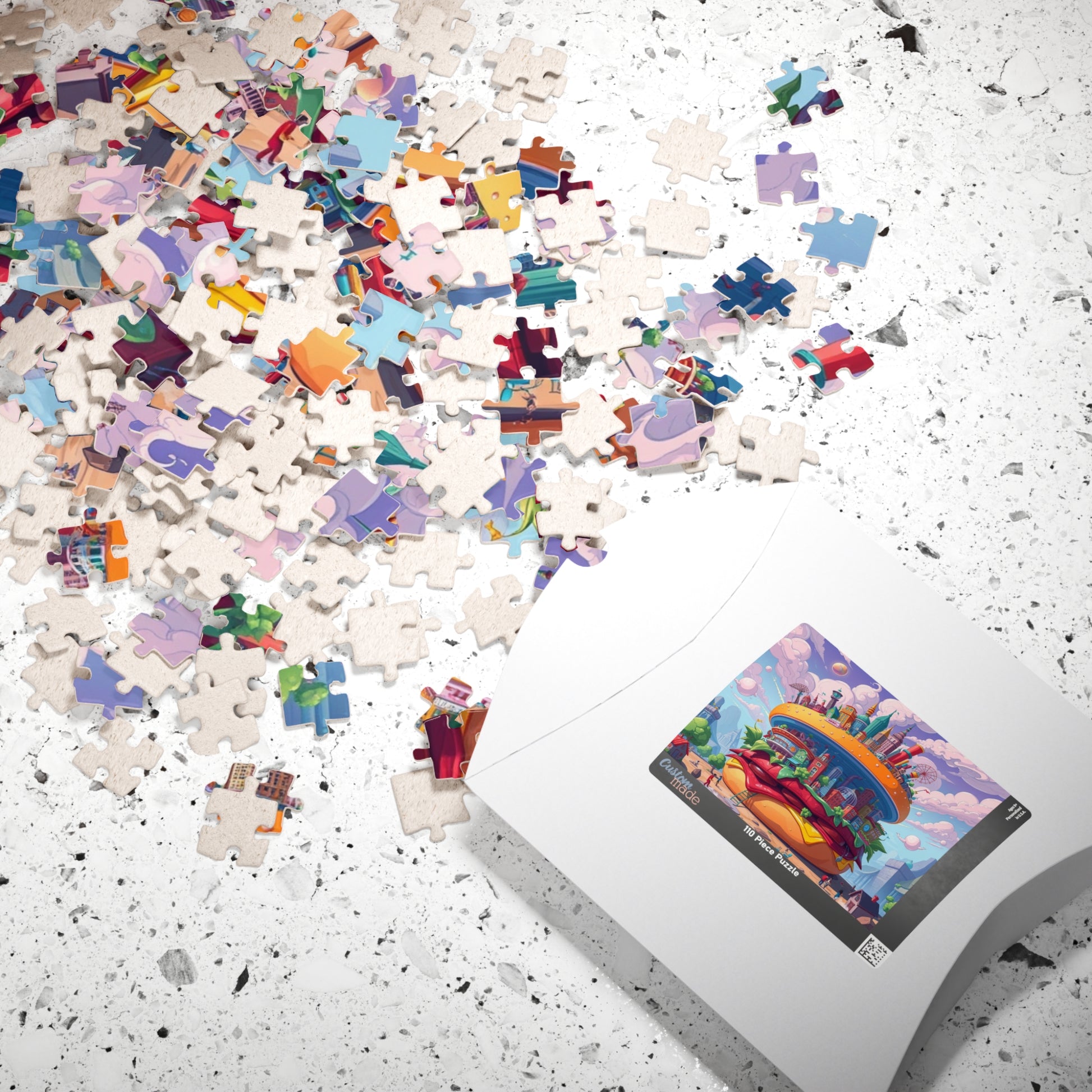 Giant Burger Cityscape Pop Art Puzzle, Colorful Fun and Unique Jigsaw Game Toy, Gift for Food and Urban Art Lovers, Entertaining Pastime Puzzle The Puzzle Chest
