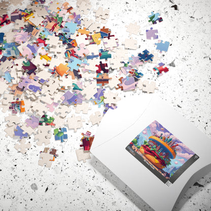 Giant Burger Cityscape Pop Art Puzzle, Colorful Fun and Unique Jigsaw Game Toy, Gift for Food and Urban Art Lovers, Entertaining Pastime Puzzle The Puzzle Chest