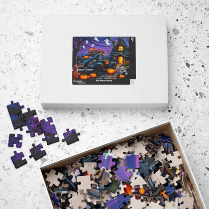 Moonlit Pumpkin Ride Jigsaw Puzzle - Halloween Theme, Spooky Fall Solo or Family Game with Ghosts and Pumpkins, Holiday Gift for Friends Puzzle The Puzzle Chest