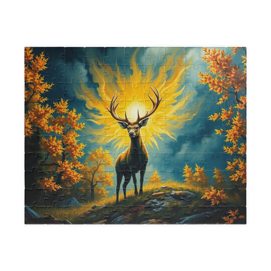 Mystical Stag Jigsaw Puzzle - Deer in Forest Clearing, Gothic Art Print, Wildlife Gift for Puzzle Lovers, Solo or Family Fun Brain Teaser 110 pcs (Horizontal) Puzzle The Puzzle Chest