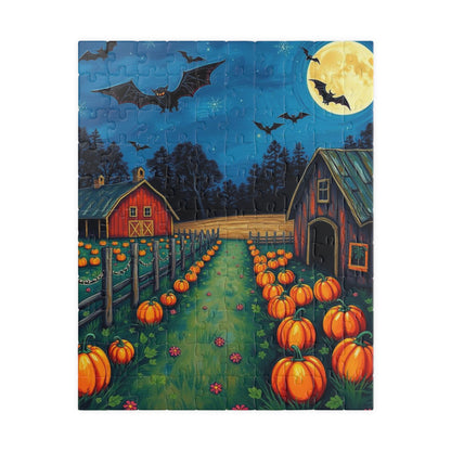 Haunted Pumpkin Patch Festive Halloween Jigsaw Puzzle, Ideal for Family Fun, Autumn Nights, Gift for Puzzle Lover, Cozy Home Activity