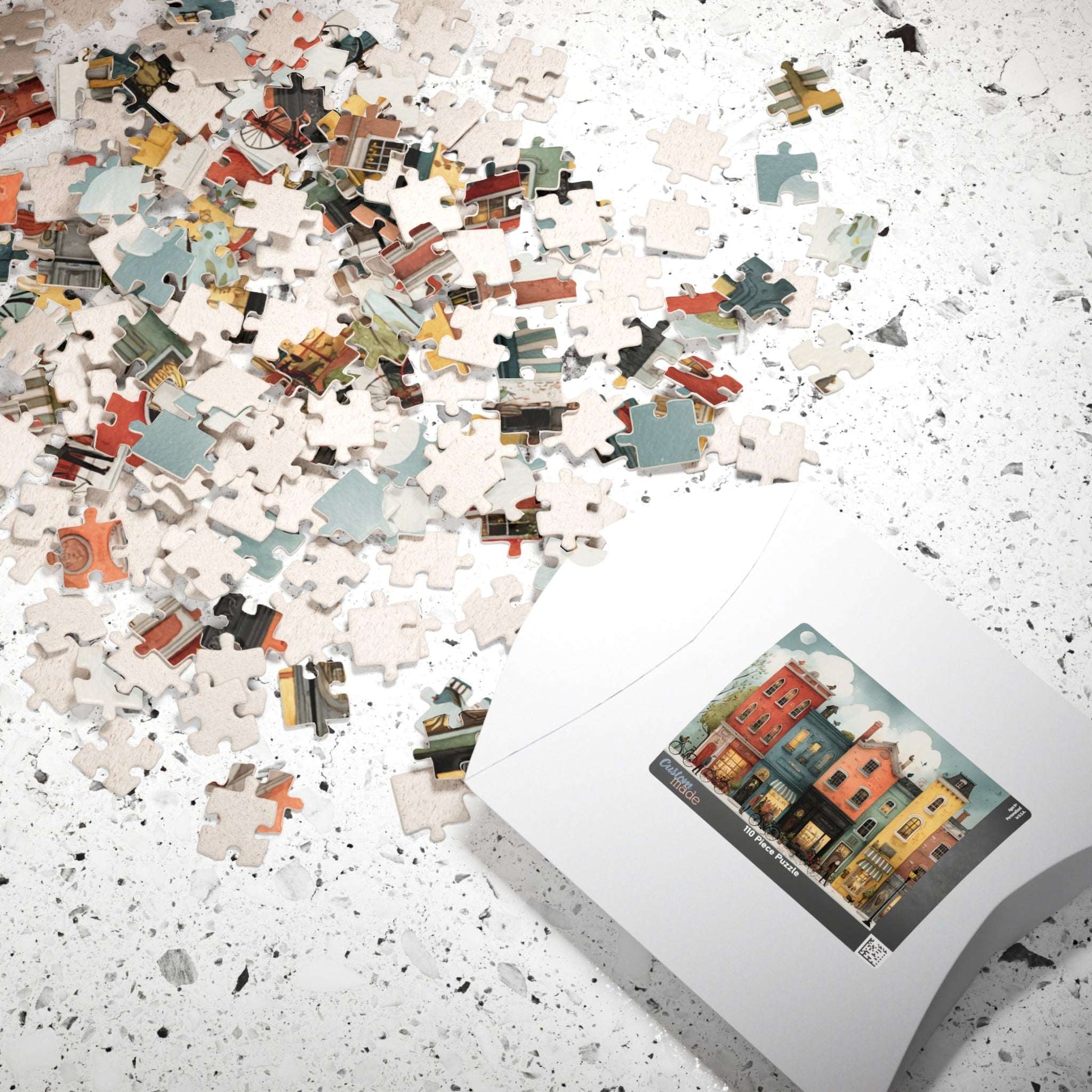Colorful Townhouse Street Illustration Jigsaw Puzzle