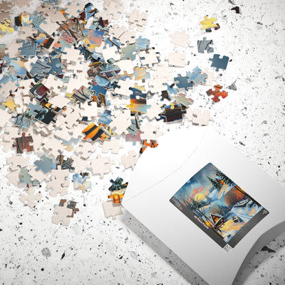 Puzzle, Winter Scene Jigsaw, Four-Quadrant Collage, 110-1014 pieces, Christmas Gift, Snowy Decor, Holiday Puzzle, Family Fun Activity, Puzzle The Puzzle Chest